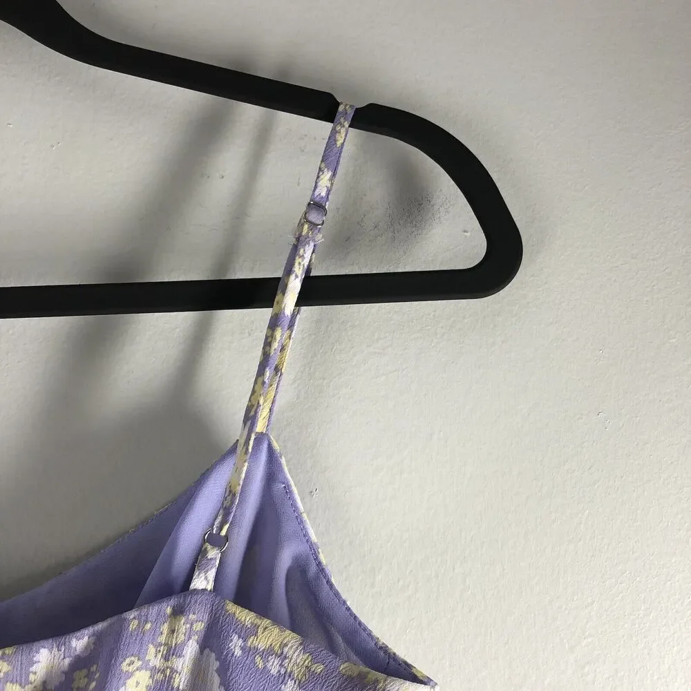 ASTR The Label Size Small Cropped‎ Smock Waist Tank Top Purple Floral Flouncy - Picture 8 of 15